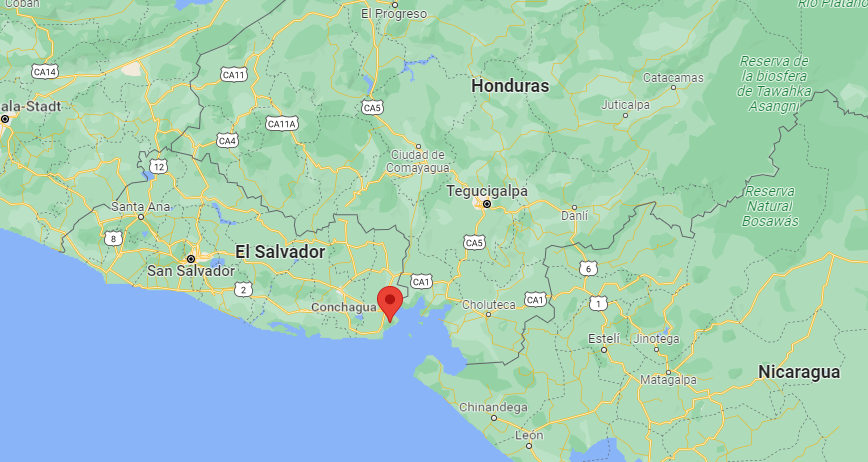 Location of Conchagua volcano close to Honduras and Nicaragua