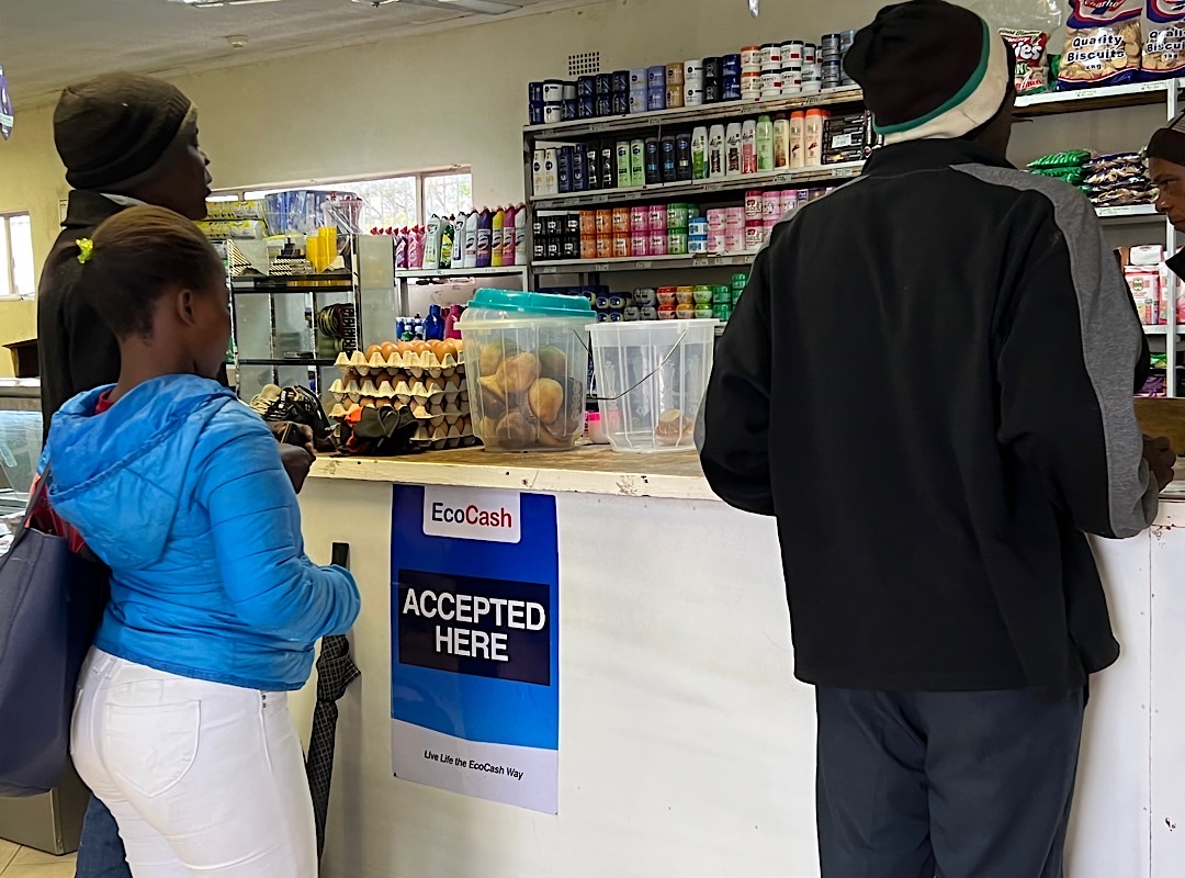 Zimbabwe's biggest mobile money provider Ecocash is accepted in the shop in Juliasdale