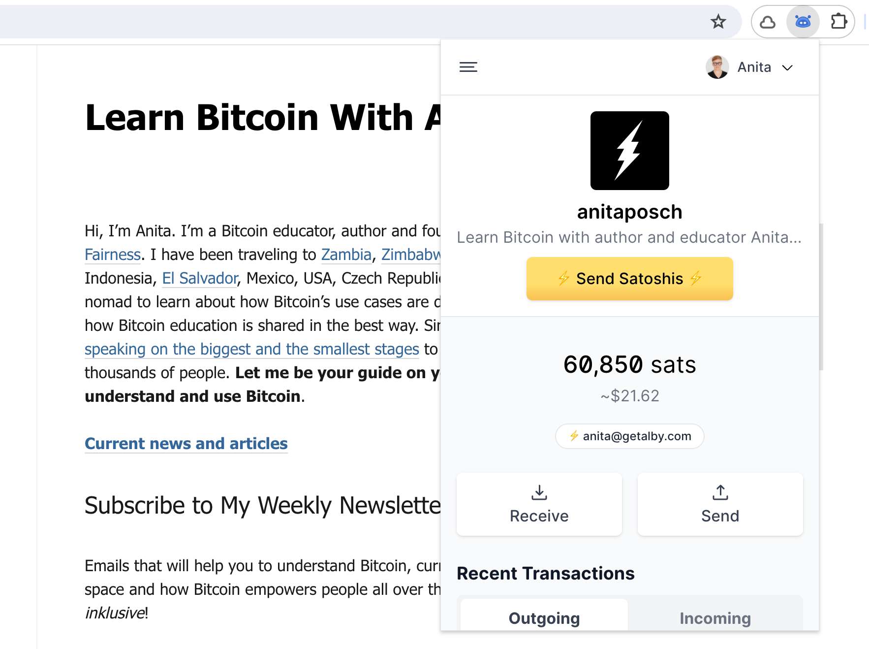 Fast and easy payments with bitcoin - Let people send sats via your website